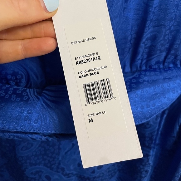 RONNY KOBO Bernice Satin Midi Dress in Dark Blue New with Tags! - Picture 4 of 8